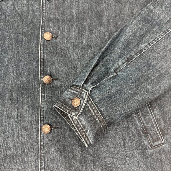 Men's Vintage Stand Collar Denim Jacket New, Size XL - Picture 12 of 17